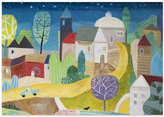 Art Prints of Village Under the Stars