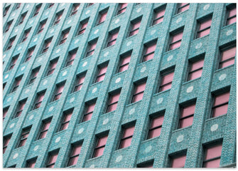 Art Prints of Brick Building with Pink Windows