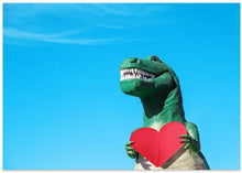 Art Prints of Tyrannosaurus Rex with a Red Paper Heart