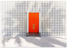 Art Prints of Parker Orange Doors and Breezeblock Wall