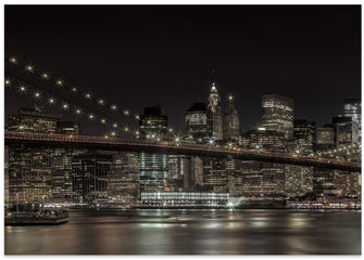 Art Prints of MANHATTAN SKYLINE &amp; BROOKLYN BRIDGE Idyllic Nightscape