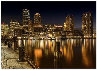 Art Prints of BOSTON Fan Pier Park &amp; Skyline at night