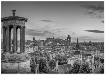 Art Prints of Charming evening atmosphere in Edinburgh - Monochrome