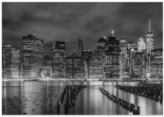 Art Prints of NEW YORK CITY Monochrome Night Impressions - Panoramic