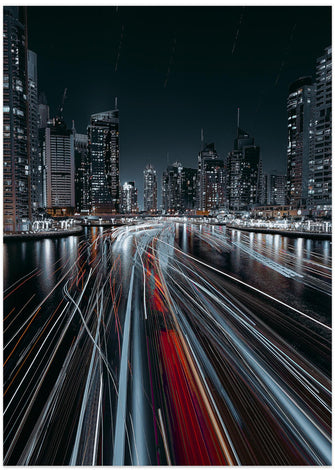 Art Prints of Traffic jam in the Dubai canal