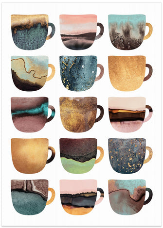 Art Prints of Earthy Coffee Cups