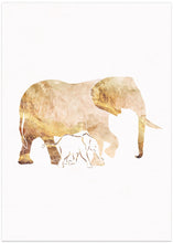 Canvas Art Print White Gold Elephants