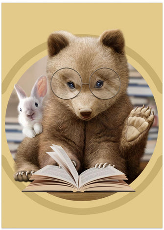 Canvas Art Print bear sharing knowledge