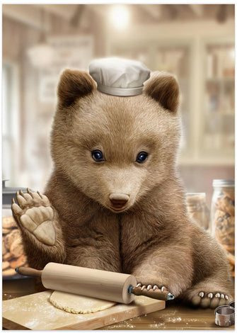 Canvas Art Print bear baking