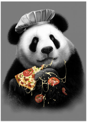 Canvas Art Print panda loves pizza