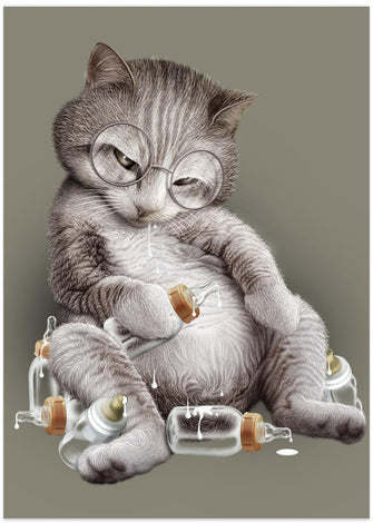 Canvas Art Print greedy cat