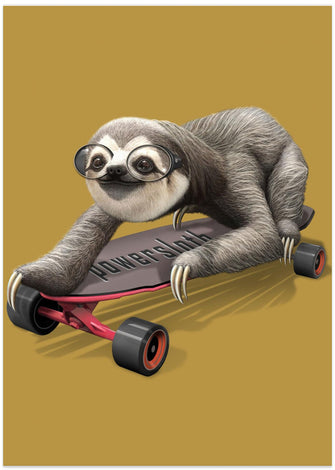 Canvas Art Print sloth on skateboard