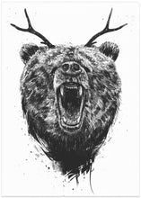 Canvas Art Print Angry bear with antlers