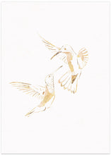 Art Prints of Gold Hummingbird Line art Silhouettes 4