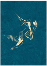 Art Prints of Gold Hummingbird Line art Silhouettes 3