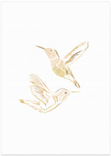 Art Prints of Gold Hummingbird Line art Silhouettes 2