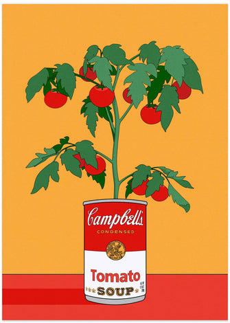 Art Prints of Campbells Soup Tomato Plant Retro Illustration