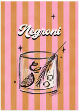 Art Prints of Negroni Drink on Stripes