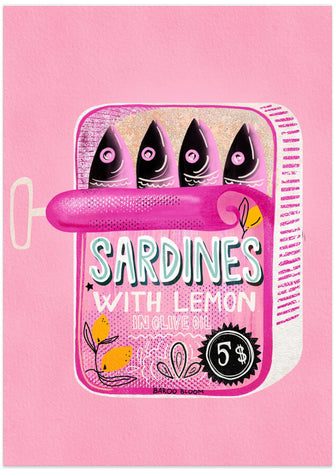 Art Prints of Sardines Tin Can Pink