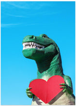 Art Prints of Tyrannosaurus Rex with a Red Paper Heart