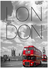 Art Prints of Red Buses in London | Text &amp; Skyline