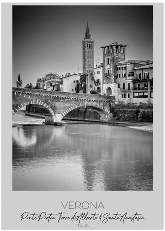 Art Prints of In focus: VERONA Ponte Pietra, Torre di Alberto &amp; Santa Anastasia