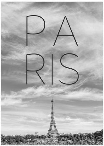 Art Prints of PARIS Eiffel Tower | Text &amp; Skyline