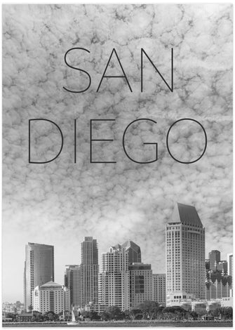 Art Prints of SAN DIEGO Skyline | Text