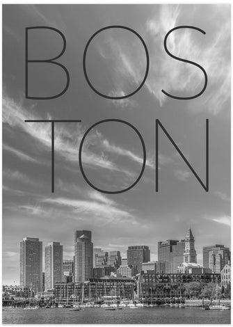 Art Prints of BOSTON Skyline Financial District &amp; North End | Text &amp; Skyline