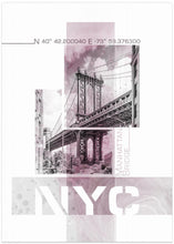 Art Prints of Poster Art NYC Manhattan Bridge | pink marble