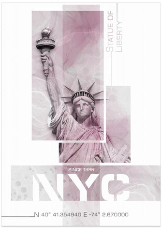 Art Prints of Poster Art NYC Statue of Liberty | pink marble