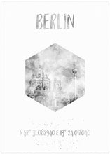 Art Prints of Coordinates BERLIN CATHEDRAL &amp; TELEVISION TOWER | monochrome watercolor