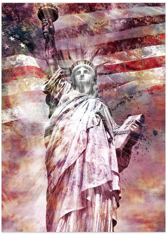 Art Prints of Modern Art STATUE OF LIBERTY - red