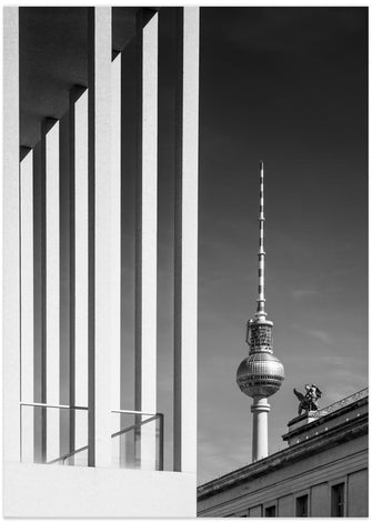 Art Prints of BERLIN MONOCHROME Television Tower &amp; Museum Island