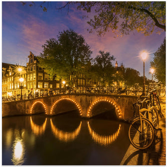 Art Prints of AMSTERDAM Idyllic nightscape from Keizersgracht