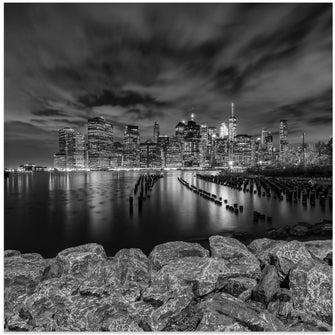 Art Prints of MANHATTAN SKYLINE Evening Atmosphere in New York City - Monochrome