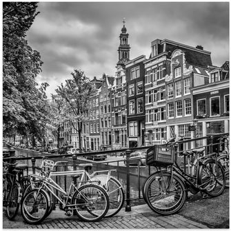 Art Prints of AMSTERDAM Flower Canal black &amp; white